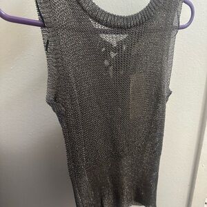Elegant silver Sleeveless Knit Top